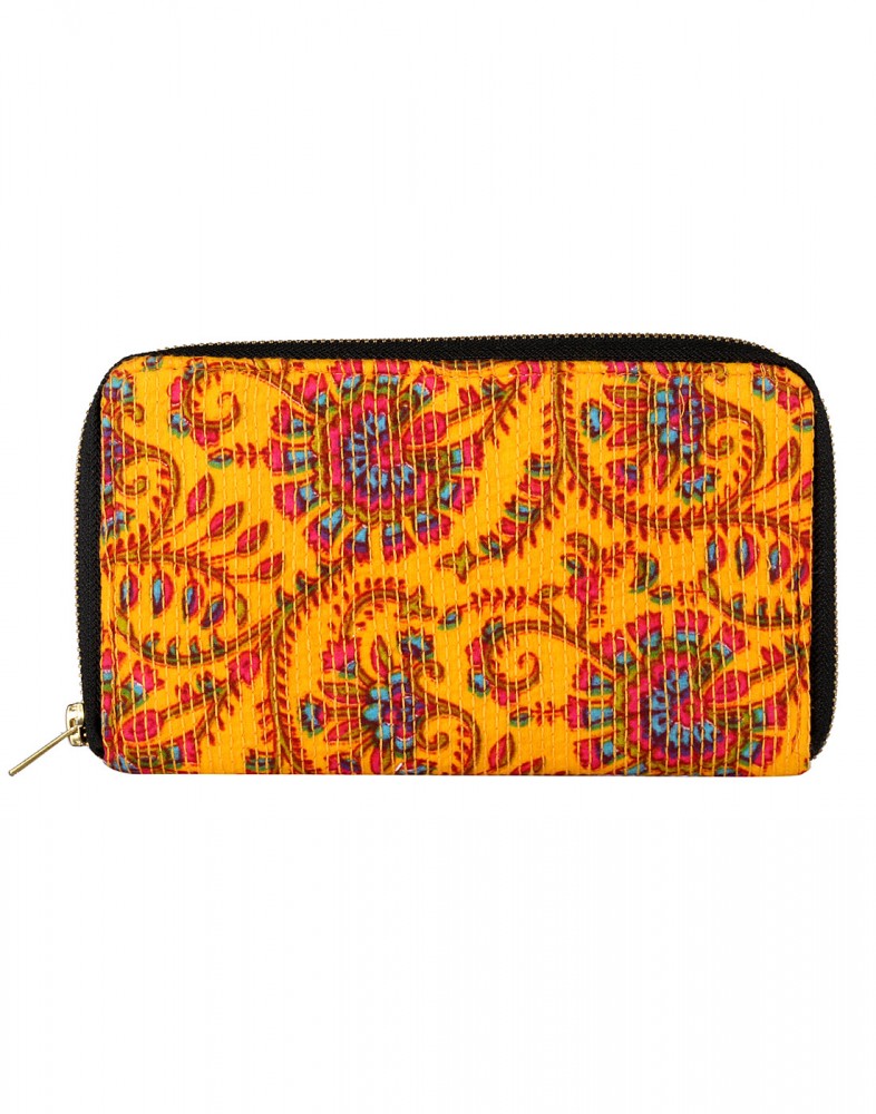 Designer Cotton Yellow Clutch Bag Floral Printed Ladies By Rajrang - Bags - Accessories